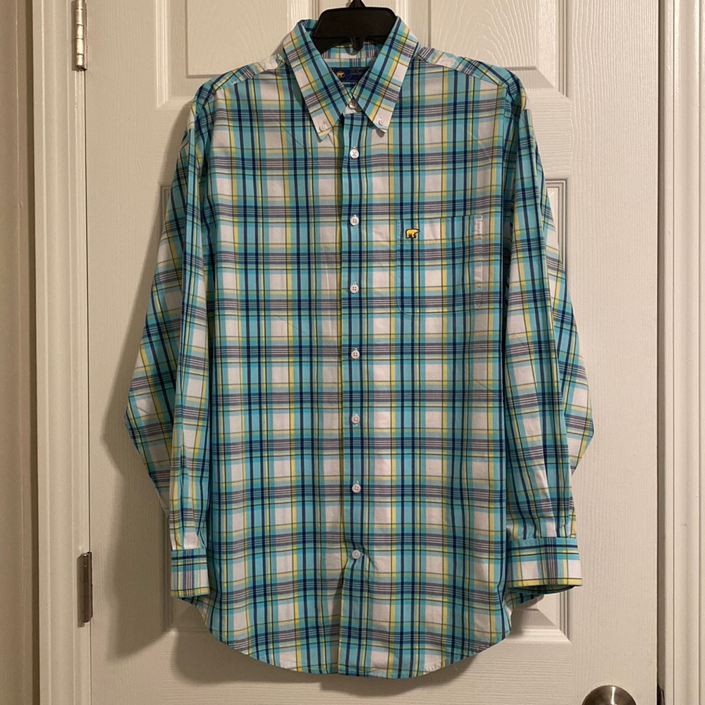 Jack Nicklaus Plaid Button Down Dress Shirt Size L